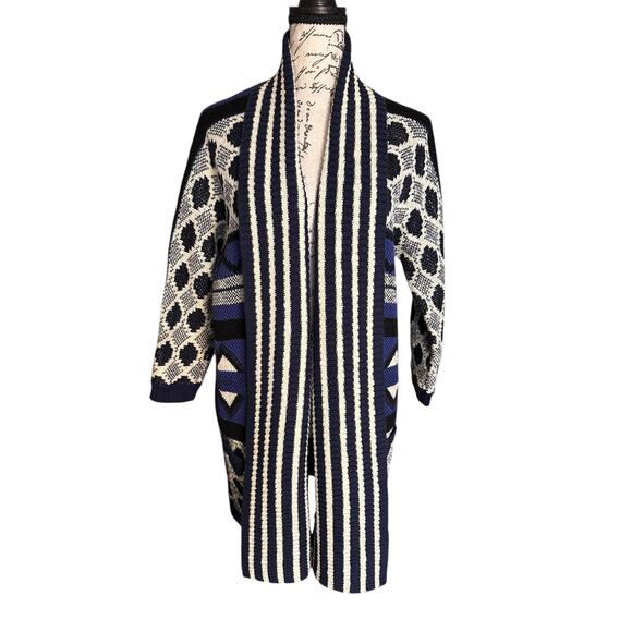 Lucky Brand Long Knit Cardigan XS/S – Southwestern Geometric Pattern Boho Indie - Picture 3 of 9
